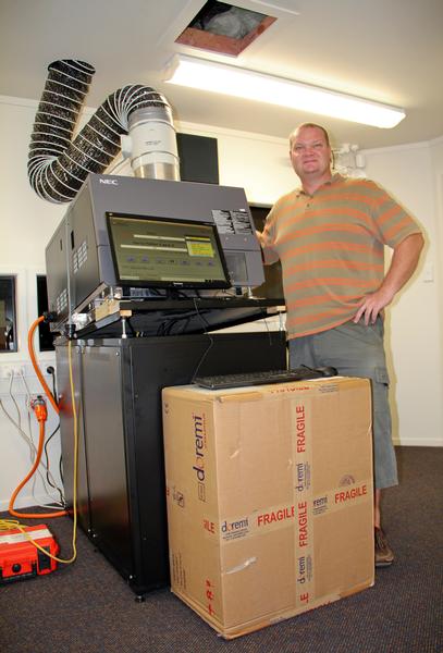 Te Ahu Trust general manager Mark Osborne in the cinema's projector room